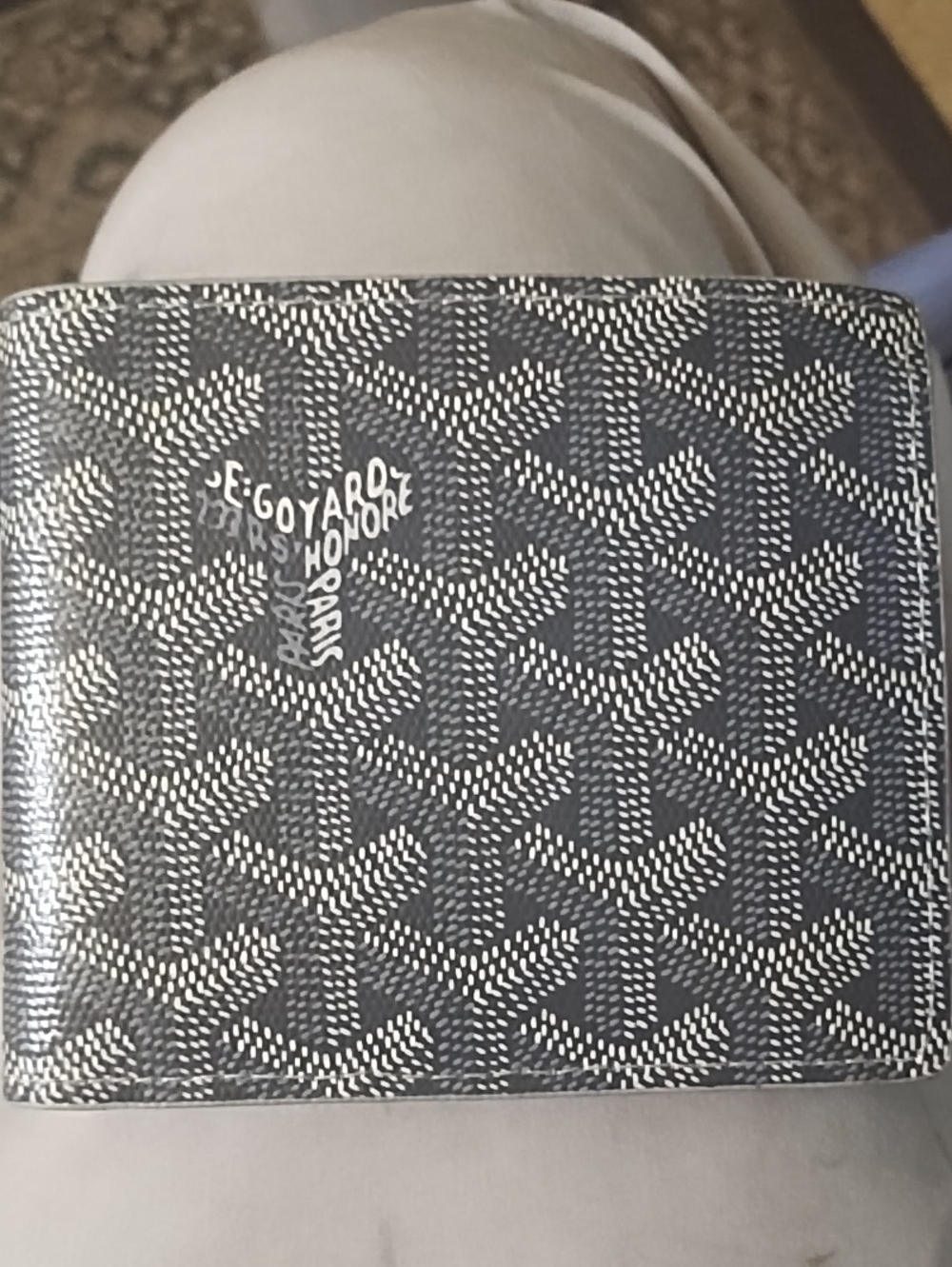 Goyard Black & White Chevron Bi-Fold Wallet with Logo